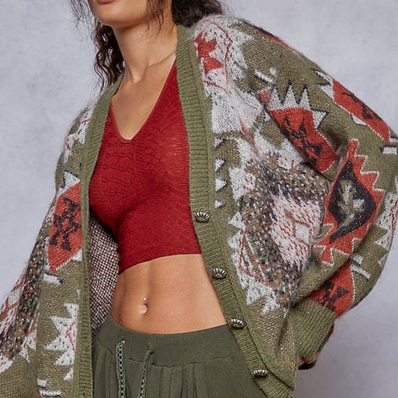 POL CARDIGAN SWEATERS Black Multi & Olive Multi - 2 COLORS IN THE LISTING - Picture 8 of 12